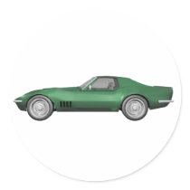 1970 Corvette Sports Car: Green Finish Round Sticker