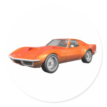 1970 Corvette Sports Car: Orange Finish: Round Sticker