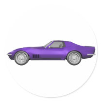 1970 Corvette Sports Car: Purple Finish: Round Stickers