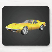 1970 Corvette Sports Car: Yellow Finish: Mousepad