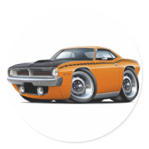 1970 Cuda AAR Orange Car Round Sticker