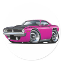 1970 Cuda AAR Pink Car Round Sticker