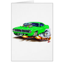 1970 Cuda Green Car Greeting Card