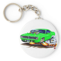 1970 Cuda Green Car Keychains