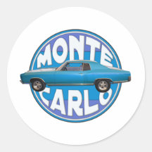 1970 monte carlo chevy blue round sticker