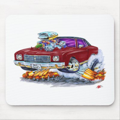 1970 Monte Carlo Maroon Car Mousepad by maddmaxart