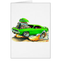 1970 Plymouth Cuda Green Car Greeting Cards