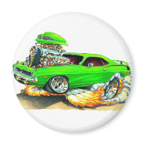 1970 Plymouth Cuda Green Car Fridge Magnet