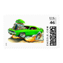 1970 Plymouth Cuda Green Car Stamps