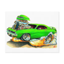 1970 Plymouth Cuda Green Car Postcard