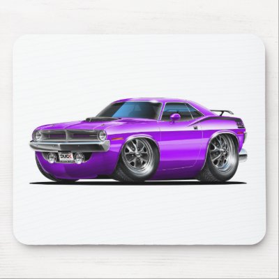 1970 Plymouth Cuda Purple Car Mousepads by maddmaxart