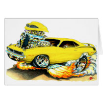 1970 Plymouth Cuda Yellow Car Card