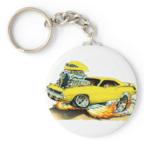 1970 Plymouth Cuda Yellow Car Key Chain