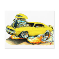1970 Plymouth Cuda Yellow Car Post Cards