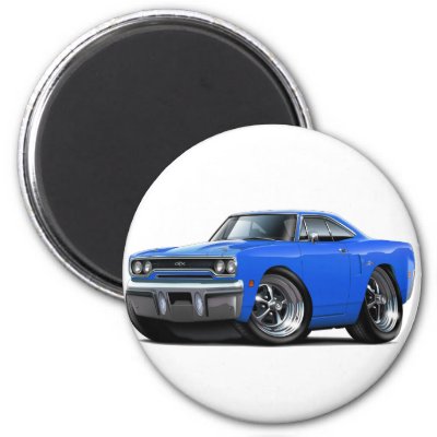 1970 Plymouth GTX Blue Car Refrigerator Magnet by maddmaxart