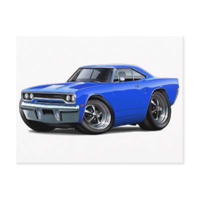 1970 Roadrunner Blue Car Postcard by maddmaxart