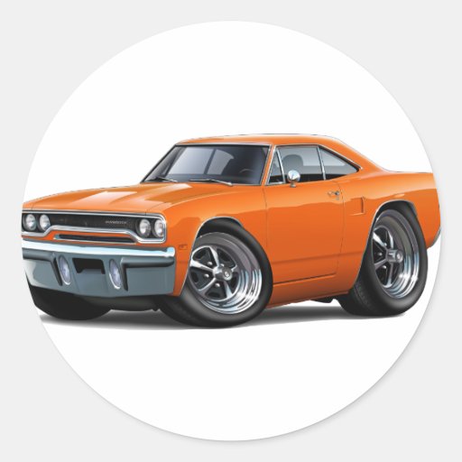 1970 Roadrunner Orange Car Round Stickers