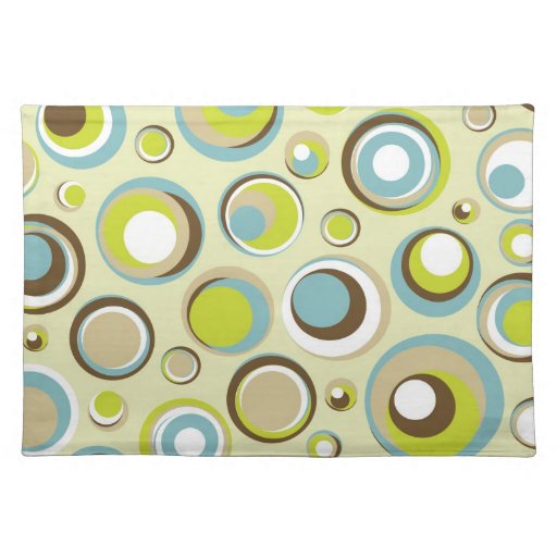 1970’s Retro Circle Pattern Fabric Print Placemat Zazzle