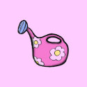 1970s Groovy Pop Art Watering Can button