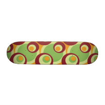 1970s overlapping disco circles green orange custom skate board