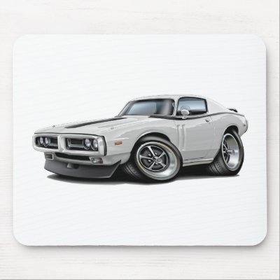 197172 Charger WhiteBlack Car Mouse Pad by maddmaxart