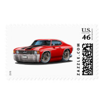 1971-72 Chevelle Red-Black Car Postage Stamp