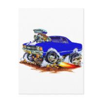 1971-72 El Camino Blue-White 4x4 Monster Truck Postcards