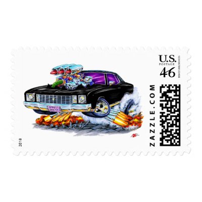 1972 Monte Carlo Black Car Postage by maddmaxart Stamp Horizontal Template