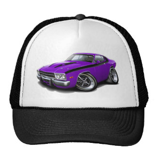 black and purple trucker hat
