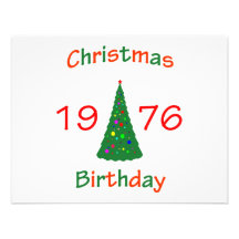 1976 Christmas Birthday Personalized Announcement
