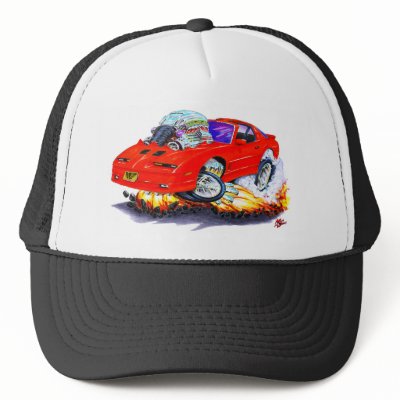 198292 Trans Am Red Car Mesh Hat by maddmaxart Hat Template