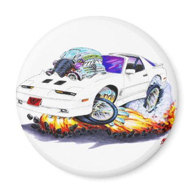 1982-92 Trans Am White Car Fridge Magnet by maddmaxart