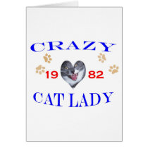 1982 Crazy Cat Lady cards by birthyeardesigns 1982 Crazy Cat Lady cards