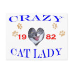 1982 Crazy Cat Lady Postcard