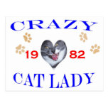1982 Crazy Cat Lady Postcard