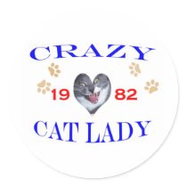 1982 Crazy Cat Lady Sticker