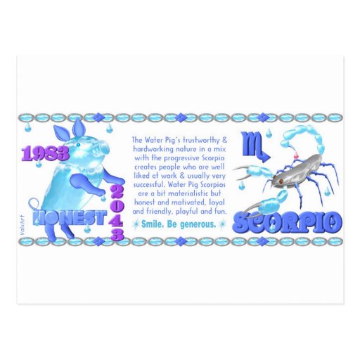 1983 2043 Chinese zodiac water pig born Scorpio Postcard Zazzle