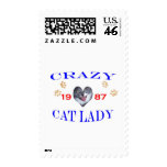 1987 Crazy Cat Lady Postage Stamp