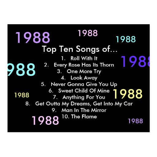 1988 Songs Postcard Zazzle