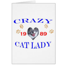 1989 Crazy Cat Lady Card