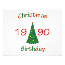 1990 Christmas Birthday Custom Invitations