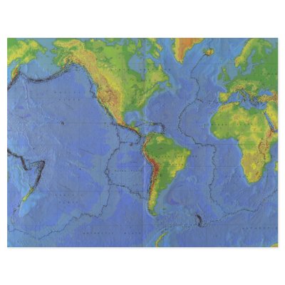 1994 Physical World Map - Tectonic Plates - USGS Flyers by ZephyrusBooks