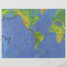 1994 Physical World Map - Tectonic Plates - USGS Flyers