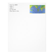 1994 Physical World Map - Tectonic Plates - USGS Customized Letterhead