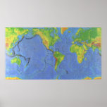1994 Physical World Map - Tectonic Plates - USGS Print