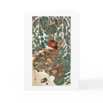 19. 雪中錦鶏図, 若冲 Pheasant in the Snow, Jakuchu Greeting Card