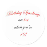 19 Birthday Spanking Stickers