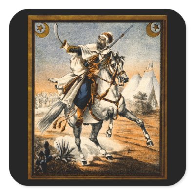 19th C. Arabian Warrior Square Sticker by historicimage