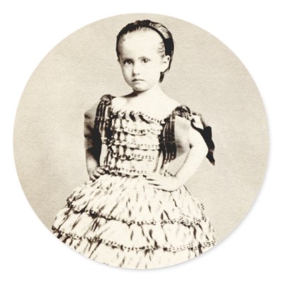 19th C. Defiant Little Girl Round Sticker by historicimage