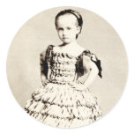 19th C. Defiant Little Girl Round Sticker